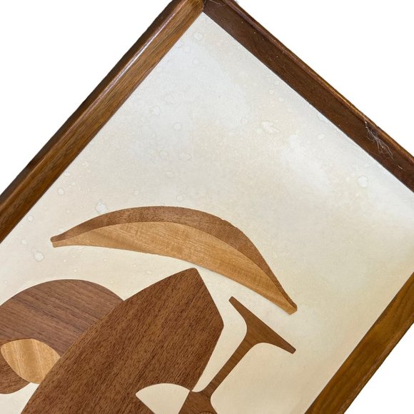 Vintage MCM Belart Teak Marquetry Danish Framed Art Set - Picture 9 of 10